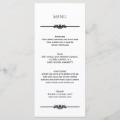 Simple Élégant Mariage Noir et Blanc | Menu (Devant)