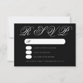 Simple élégant mariage noir script RSVP (Devant)