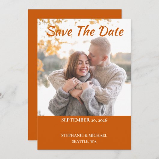 Simple Élégant Mariage Photo Enregistrer La Carte  (Devant / Derrière)