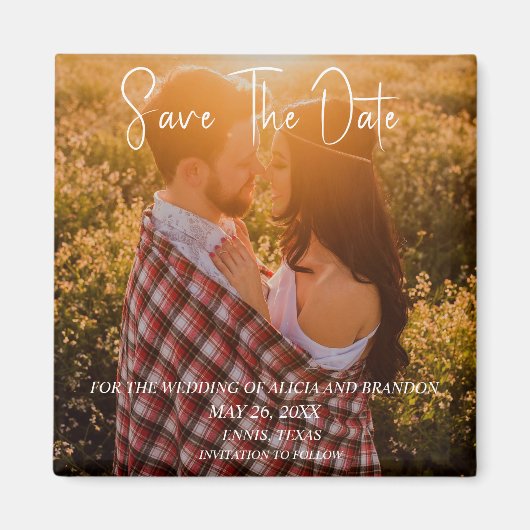 Simple Elegant Mariage photo Magnet moderne (Devant)