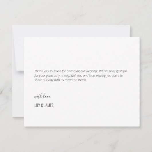 Simple Elégant Mariage Photo Merci Note (Dos)