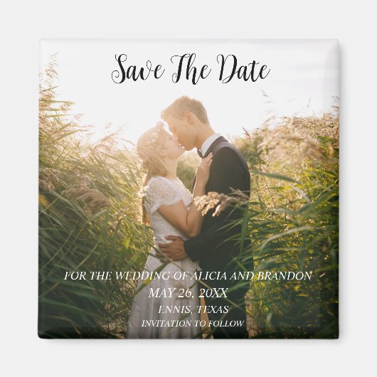 Simple Elegant Mariage photo moderne Whimsy Magnet (Devant)