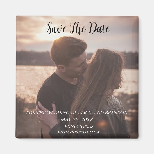 Simple Elegant Mariage photo moderne Whimsy Magnet (Devant)