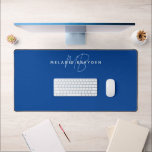 Simple Elegant Marine Bleu Minimaliste Deux Monogr<br><div class="desc">Simple Elegant Marine Bleu Minimaliste Deux Monogrammes Mat de bureau</div>