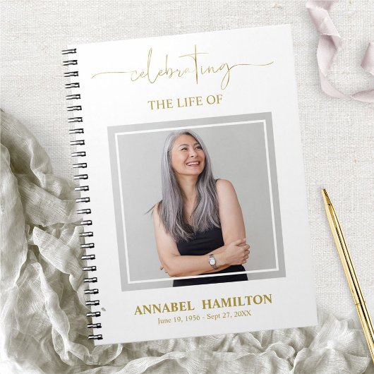 Simple Elegant Memorial Funeral Book Notitieboek