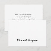 Simple Élégant Merci Cœur Script Noir Blanc (Devant / Derrière)