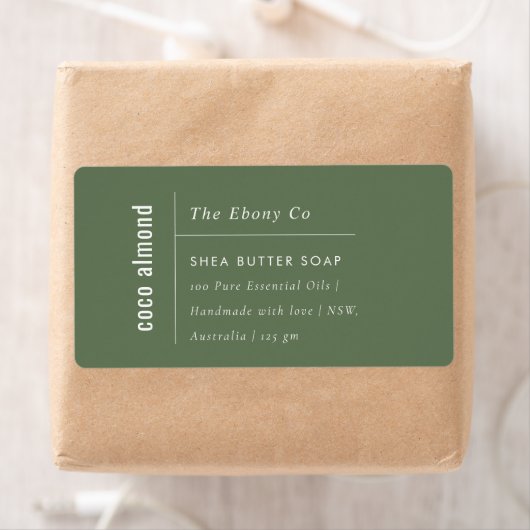 Simple Élégant minimal Dusky Green Soap Étiquette (En situation)