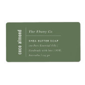 Simple Élégant minimal Dusky Green Soap Étiquette (Devant)