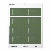 Simple Élégant minimal Dusky Green Soap Étiquette (Feuille entière)