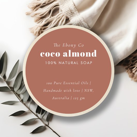 Simple Elegant Minimal Rustic Rust Étiquette savon