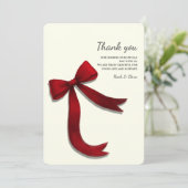 Simple Elegant Minimalist Red Bow Bedankkaart (Staand voorkant)