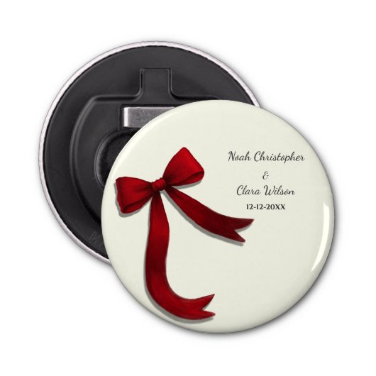 Simple Elegant Minimalist Red Bow Button Flesopener (Voorkant)