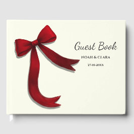 Simple Elegant Minimalist Red Bow Gastenboek