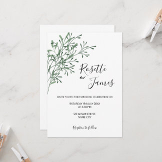 Simple Elegant Modern Greenery wedding Invitation