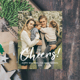 Simple Elegant Modern Happy New Year One Photo Feestdagenkaart