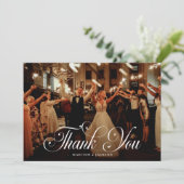 Simple Elegant Modern Wedding Photo Bedankkaart (Staand voorkant)