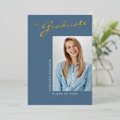Simple élégant moderne | 1 Carte Grad Photo Foil (Debout devant)