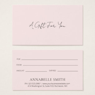 Simple élégant moderne Blush Pink certificat cadea