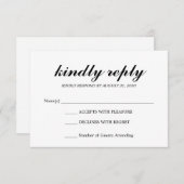Simple élégant moderne de mariage de script RSVP n (Devant / Derrière)