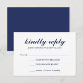 Simple Élégant Moderne Écriture Mariage RSVP Bleu  (Devant / Derrière)
