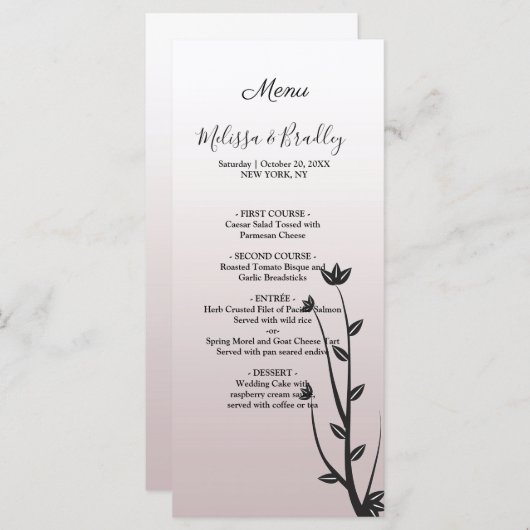 Simple Elegant Moderne feuille Menu Mariage (Devant / Derrière)