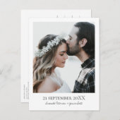 Simple Élégant Moderne Photo Mariage Carte de Rése (Devant / Derrière)