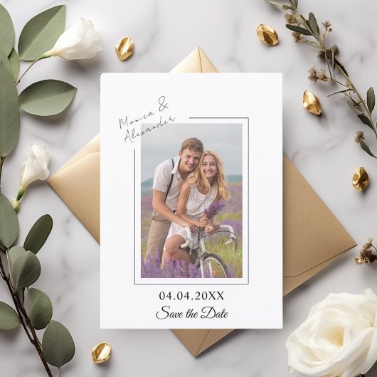 Simple élégant moderne photo mariage Save the Date