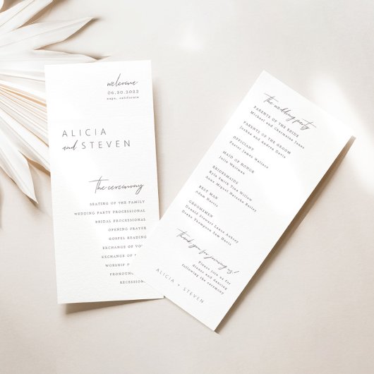 Simple Elegant Moderne Wedding Ceremony Program