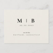 Simple & Élégant Monogramme Beige Faire-Part de Ma (Devant)