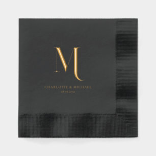 Simple Élégant Monogramme Mariage Feuille métalliq