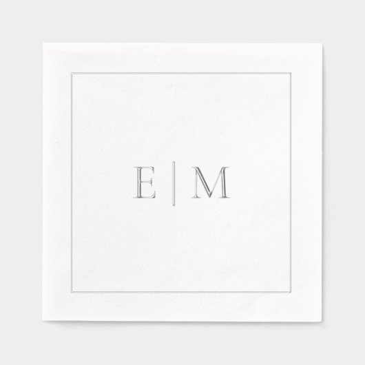 Simple Élégant Monogramme Minimal Mariage Argent (Recto)