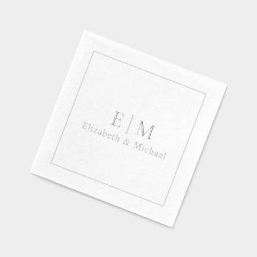Simple Élégant Monogramme Minimal Mariage Argent (Gauche)