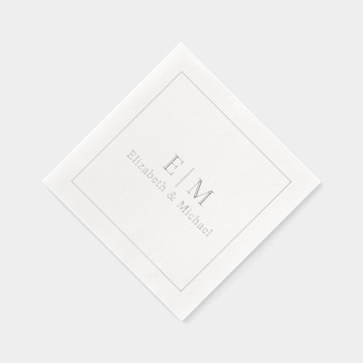 Simple Élégant Monogramme Minimal Mariage Argent (Droite)
