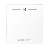 Simple Élégant Monogramme Noir Blanc Bloc-notes (Devant)