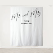 Simple Elegant Mr en Mrs. Photo Backdrop Wandkleed (Voorkant)