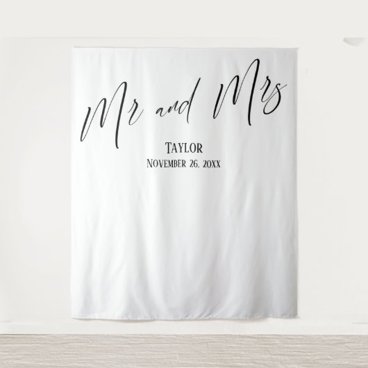 Simple Elegant Mr en Mrs. Photo Backdrop Wandkleed (Voorkant)