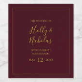 Simple Elegant Noël Mariage rouge Étiquette de vin (Étiquettes simples)