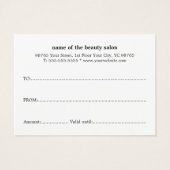 Simple Élégant noir blanc certificat cadeau (Dos)