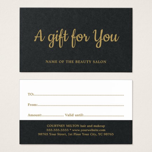 Simple Elegant noir blanc Faux Or Beauté (Devant & derrière)