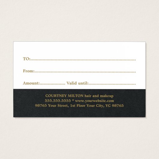 Simple Elegant noir blanc Faux Or Beauté (Dos)