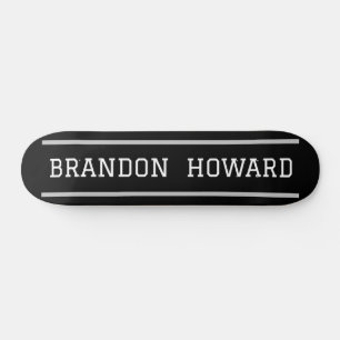 Simple Elegant Noir Blanc Nom Custom Skateboard