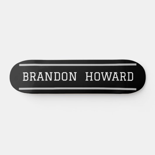 Simple Elegant Noir Blanc Nom Custom Skateboard (Horz)