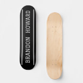 Simple Elegant Noir Blanc Nom Custom Skateboard (Recto)