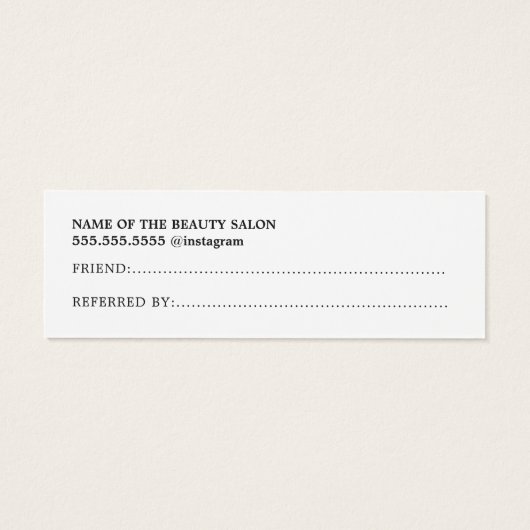 Simple Élégant Noir Blanc Rose Coeur Référence (Dos)