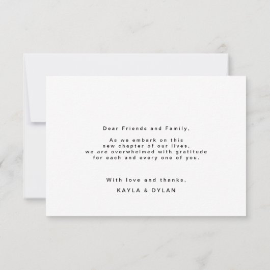 Simple Elegant Noir Blanc Script Merci Coeur (Dos)