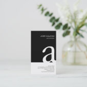 Simple Elegant noir Carte de visite Monogramme bla (Debout devant)