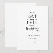 Simple Élégant Noir et Blanc Save the Date (Devant / Derrière)