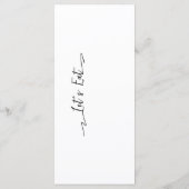 Simple Elegant Noir Moderne Mariage Menu Plat (Dos)