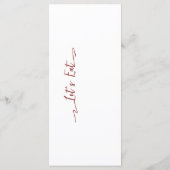 Simple Elegant Noir Moderne Mariage Menu Plat (Dos)