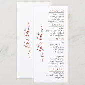 Simple Elegant Noir Moderne Mariage Menu Plat (Devant / Derrière)